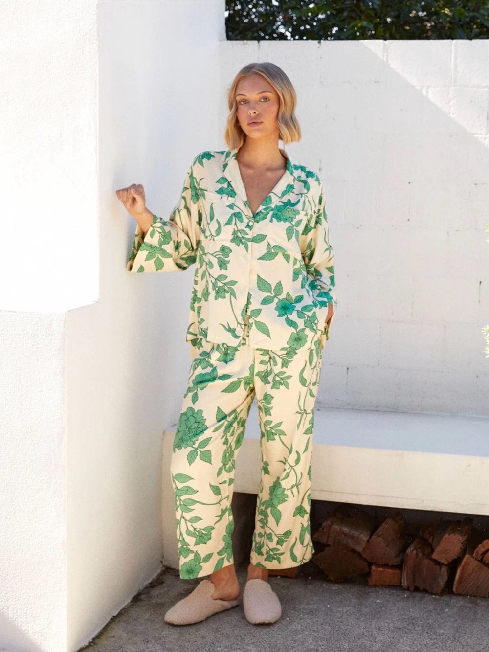 NWT Green & Butter Yellow Floral Pajamas